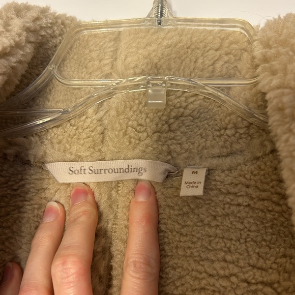 Soft Surroundings Misha long faux fur sheepskin shearling beige jacket overcoat - Picture 7 of 8